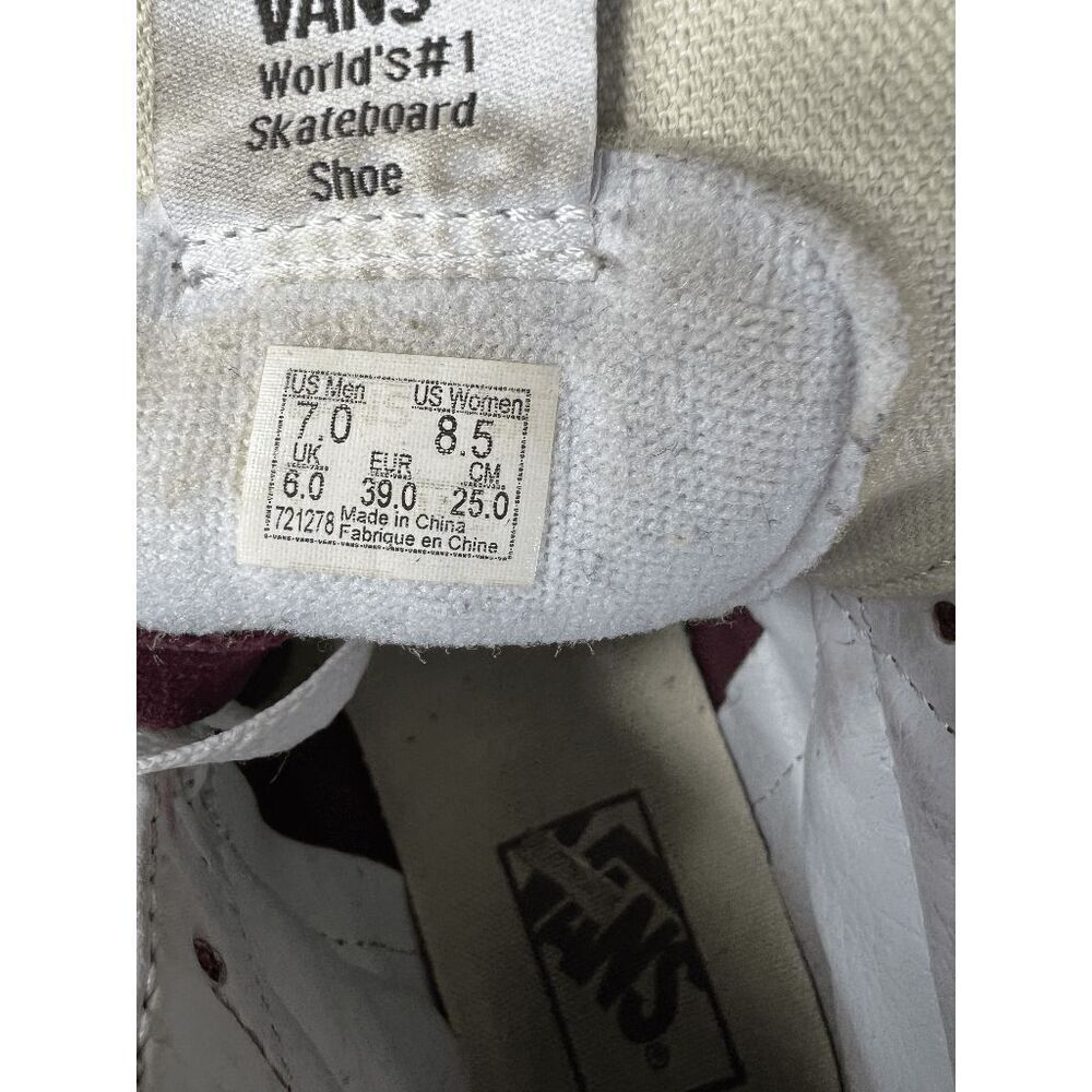 VANS Sk8-Hi Women's Burgundy White Suede Skateboarding Sneakers Shoes Size 8 - Picture 4 of 8